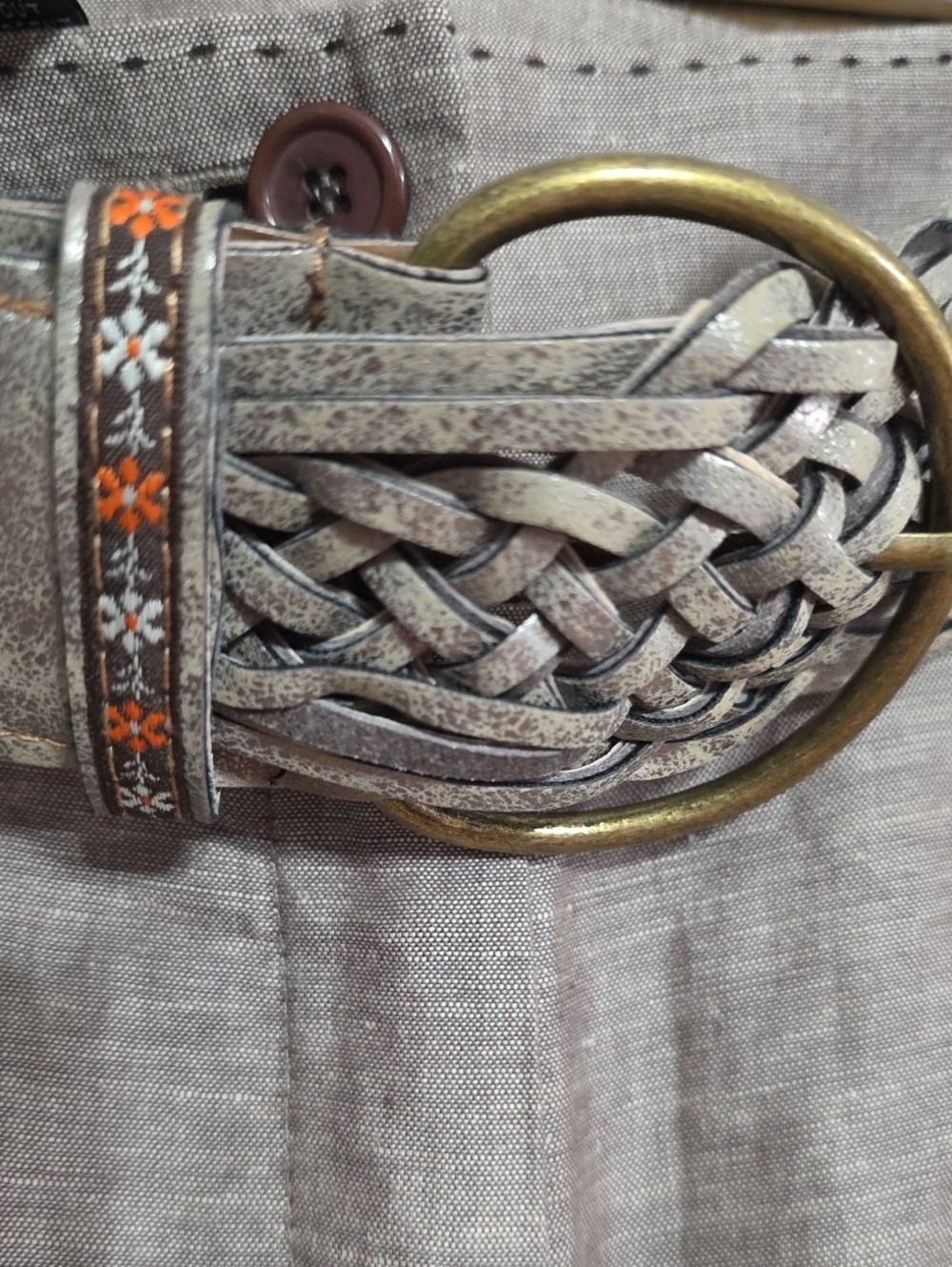 Willi Smith Womens Linen Blend Wide Leg Ankle Pants Brown Belt Pockets Sz 8 EUC - Picture 5 of 12